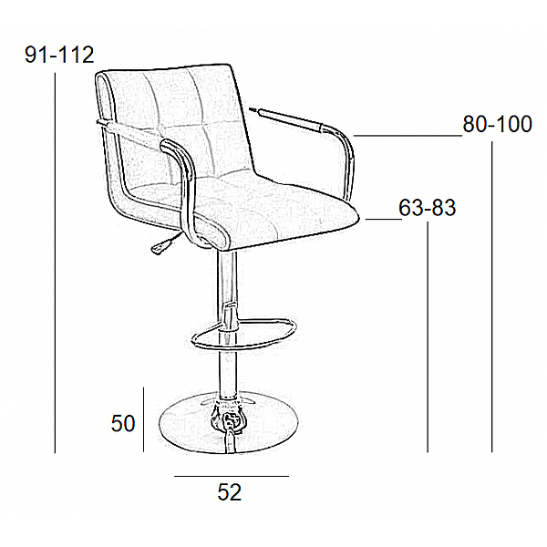 Σκαμπό Μπάρ 2τμχ Bar54 Μαύρο Pu 52x50x112εκ.