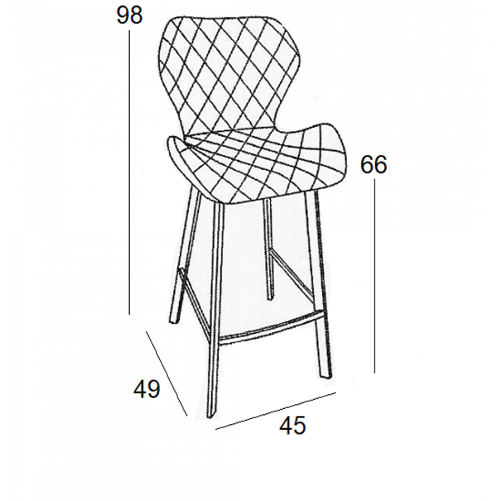 Σκαμπό 66εκ. Μπάρ 2τμχ Martin Μαύρο Ύφασμα 45x49x66-98εκ.