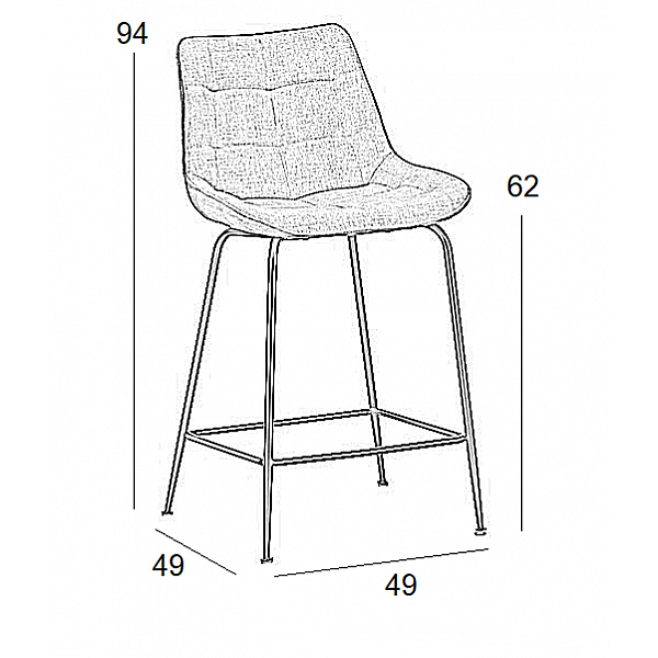 Σκαμπό Μπάρ 4τμχ Ermina Grey Ύφασμα 49x49x62-94εκ.