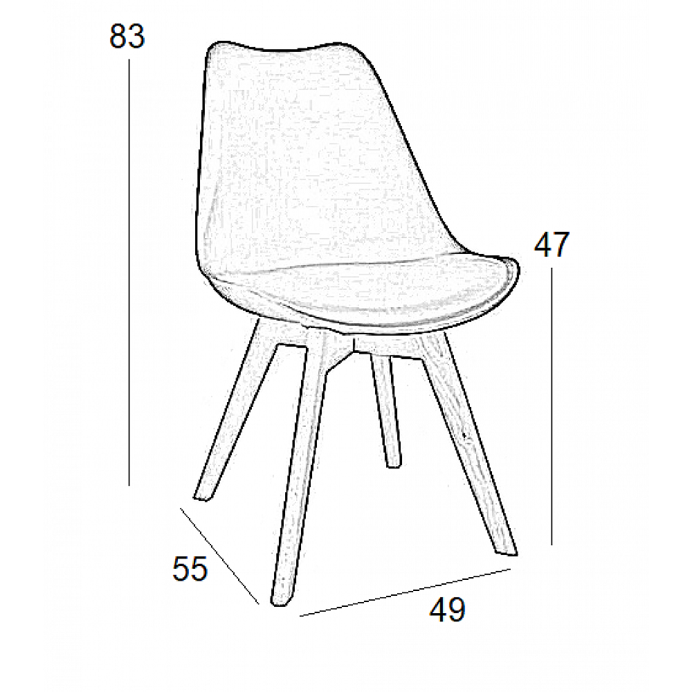 Καρέκλα Τραπεζαρίας Ξύλινη 4τμχ Billy Grey Ύφασμα 49x55x47-83εκ.