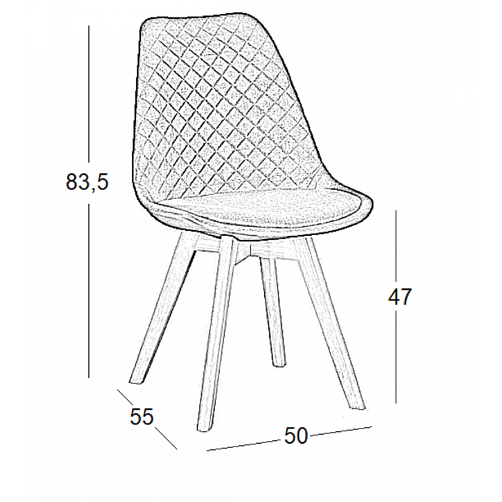 Καρέκλα Τραπεζαρίας Ξύλινη 4τμχ Bianca S Grey Ύφασμα 50x55x83.5εκ.