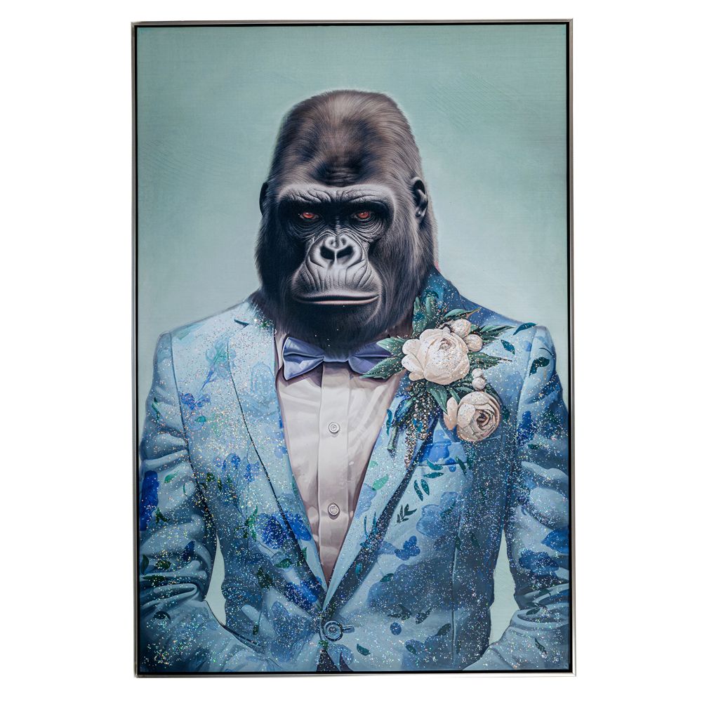 BLUE GORILLA ΕΛΑΙΟΓΡΑΦΙΑ 80x120 ΕΚ ΜΕ ΑΣΗΜΙ ΚΟΡΝΙΖΑ ΣΕ ΤΥΠΩΜΕΝΟ ΚΑΜΒΑ