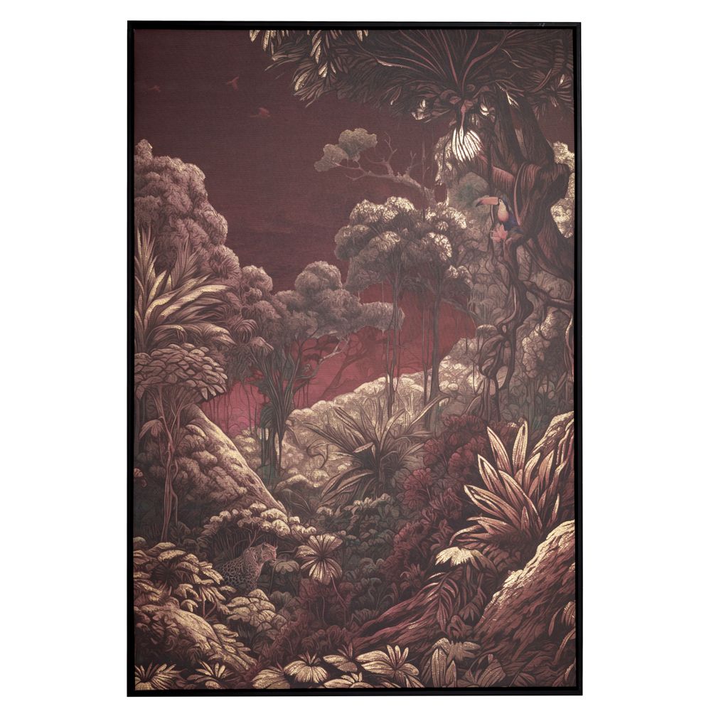 BURGUNDY JUNGLE xΡΥΣΟΤΥΠΙΑ 83x123ΕΚ ΜΕ ΜΑΥΡΗ ΚΟΡΝΙΖΑ ΣΕ ΤΥΠΩΜΕΝΟ ΚΑΜΒΑ