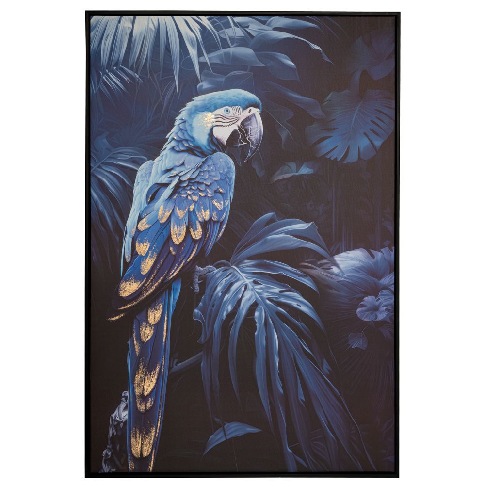 BLUE PARROT xΡΥΣΟΤΥΠΙΑ 83x123ΕΚ ME ΜΑΥΡΗ ΚΟΡΝΙΖΑ ΣΕ ΤΥΠΩΜΕΝΟ ΚΑΜΒΑ