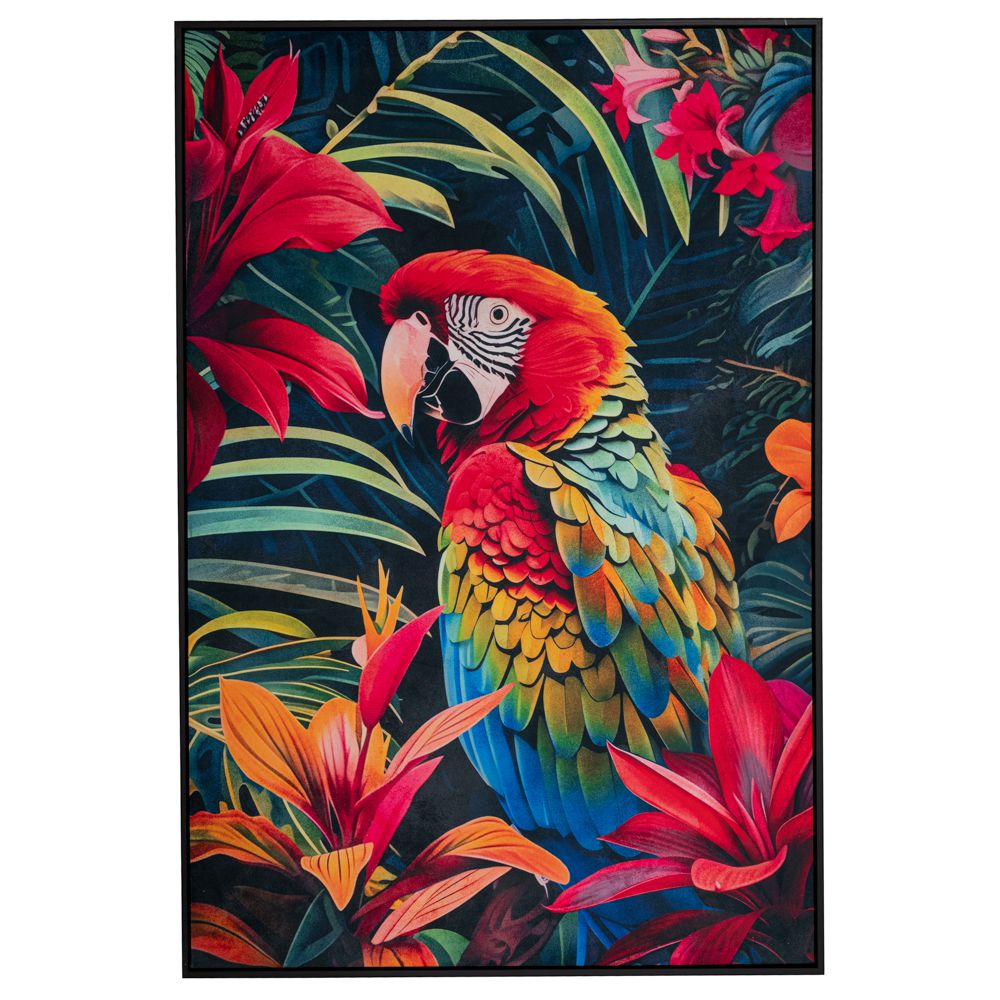 COLORFUL PARROT ΠΙΝΑΚΑΣ 83x123ΕΚ ΜΕ ΜΑΥΡΗ ΚΟΡΝΙΖΑ ΣΕ ΤΥΠΩΜΕΝΟ ΚΑΜΒΑ