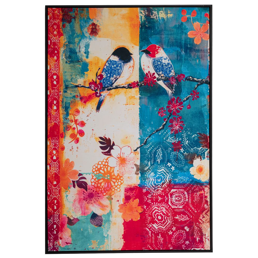 COLORFUL BIRDS ΠΙΝΑΚΑΣ 83x123 ΕΚ ΜΕ ΜΑΥΡΗ ΚΟΡΝΙΖΑ ΣΕ ΤΥΠΩΜΕΝΟ ΒΕΛΟΥΤΕ ΚΑΜΒΑ