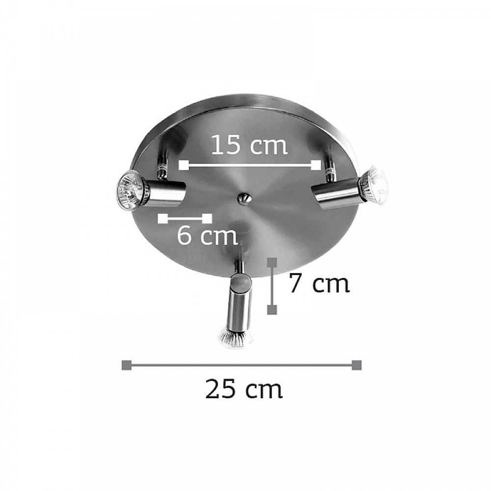 InLight Επιτοίχιο σποτ από μέταλλο σε νίκελ ματ απόχρωση 3XGU10 D:25cm (9075-3Φ-Νίκελ Ματ)