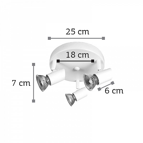 InLight Επιτοίχιο σποτ από μέταλλο σε λευκή απόχρωση 3XGU10 D:25cm (9077-3Φ-Λευκό)