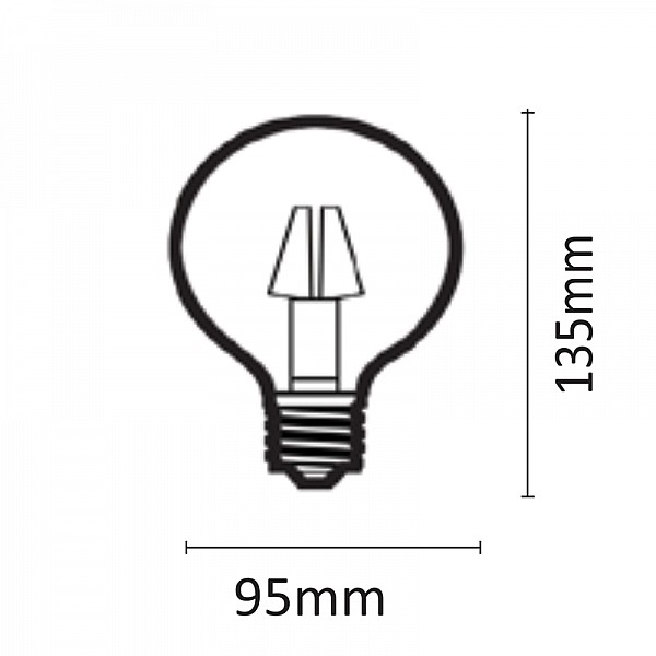 InLight E27 LED Filament G95 12watt Φυσικό Λευκό (7.27.12.21.2)