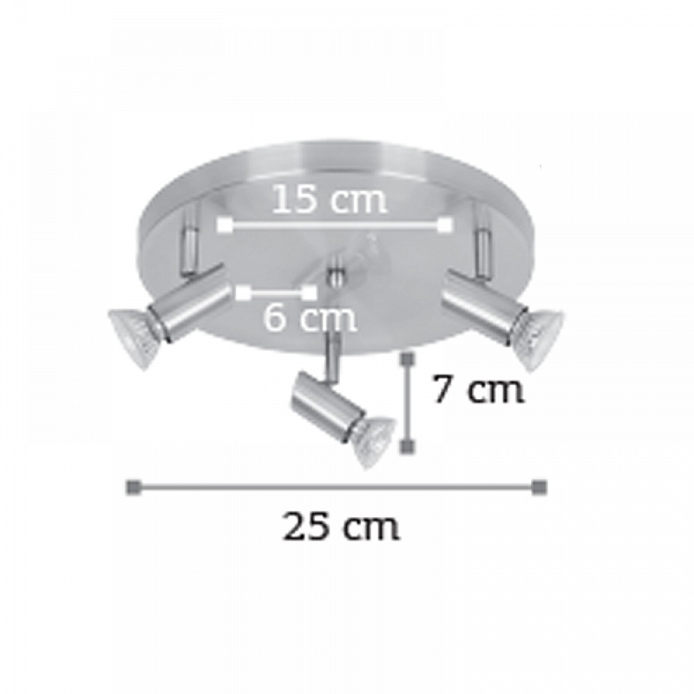 InLight Επιτοίχιο σποτ από μέταλλο σε οξυντέ απόχρωση 3XGU10 D:25cm (9075-3Φ-Οξυντέ)