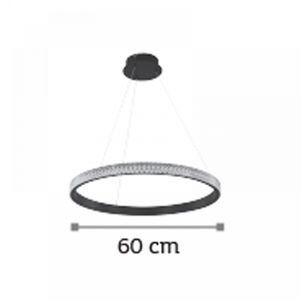 InLight Κρεμαστό φωτιστικό LED 56W 3000W από μαύρο αλουμίνιο και ακρυλικό D:60cm (6032-B)