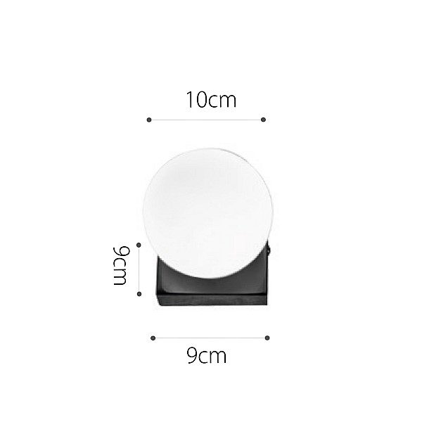InLight Επιτοίχιο φωτιστικό από μαύρο μέταλλο και λευκή οπαλίνα 1XG9 D:9cm (43422-1)
