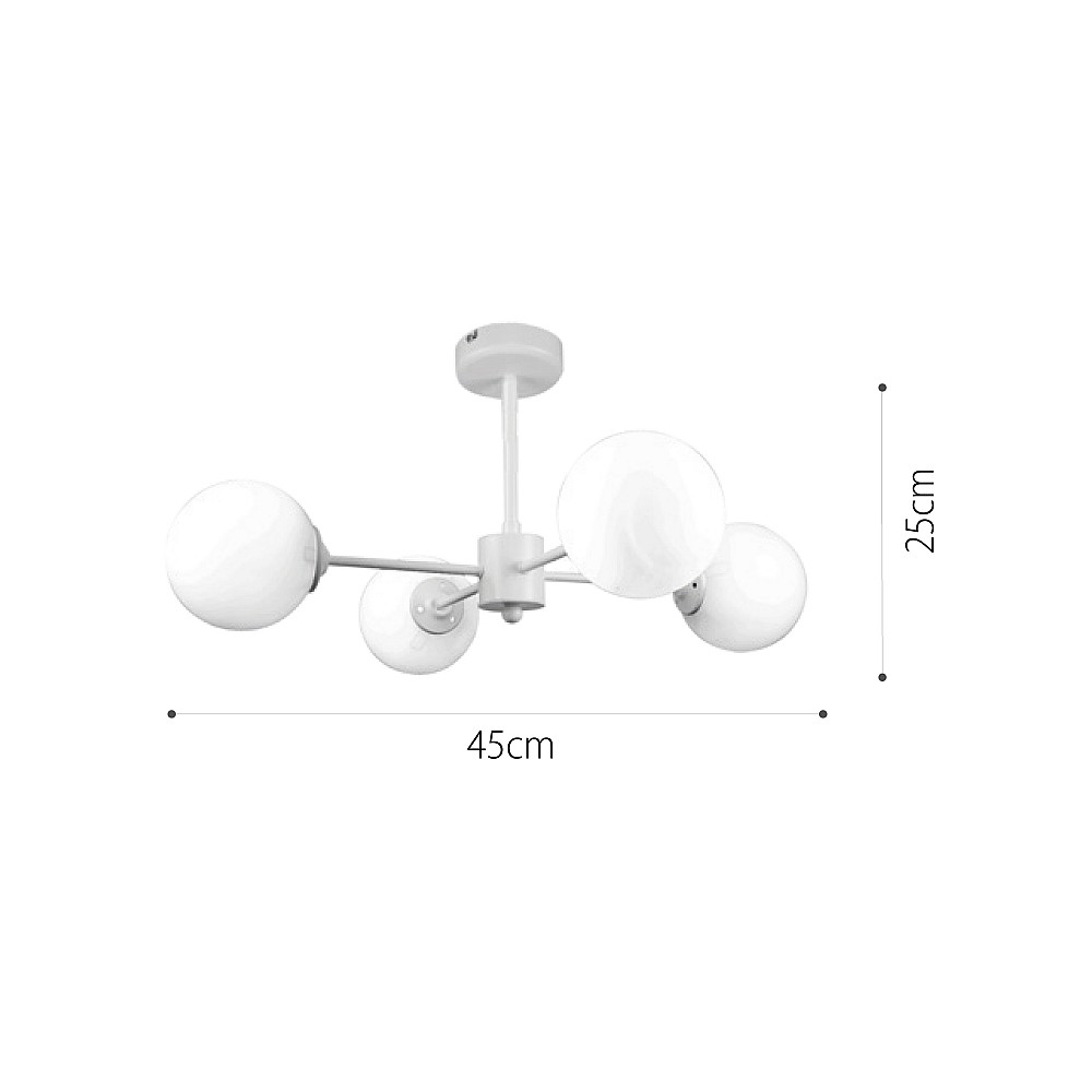 InLight Κρεμαστό φωτιστικό από λευκό μέταλλο και λευκή οπαλίνα 4XG9 D:70cm (5012-4)