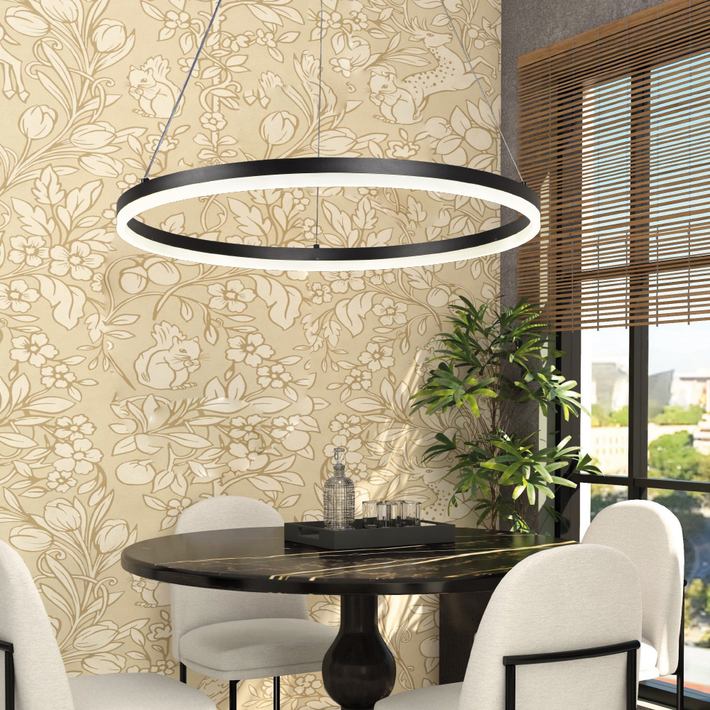 InLight Κρεμαστό φωτιστικό LED 45W 3CCT (by switch on base) D:60cm (6095-C-Black) InLight Κρεμαστό φωτιστικό LED 45W 3CCT (by switch on base) D:60cm (6095-C-Black)