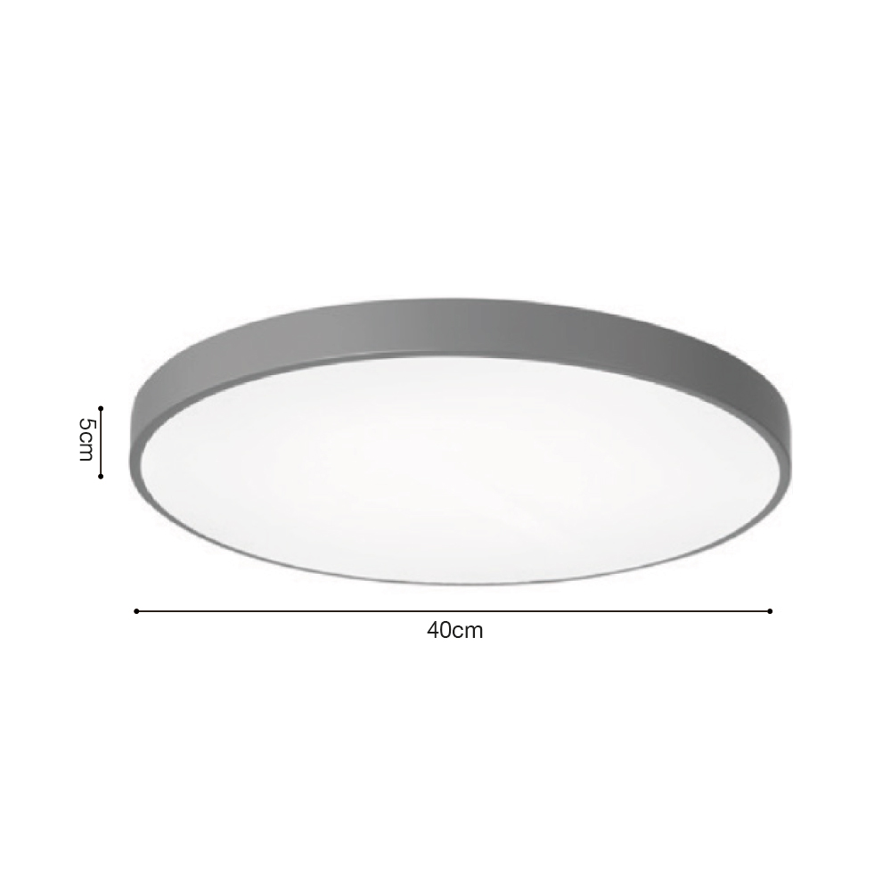 InLight Πλαφονιέρα οροφής LED 24W 3CCT (by switch on base) από γκρι μέταλλο και ακρυλικό D:30cm (42035-D-Gray)