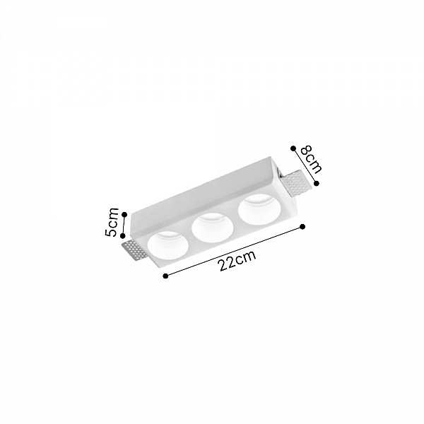 Inlight Χωνευτό τετράγωνο σποτ από γύψο 3XGU10 D:22cm (Χ0013-WH)