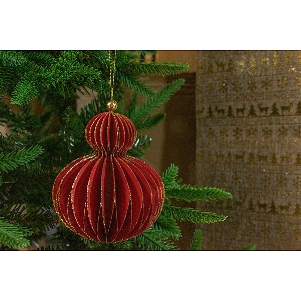 Χριστουγεννιάτικη Μπάλα Κόκκινη Glitter 14.5cm CD19-4022-1