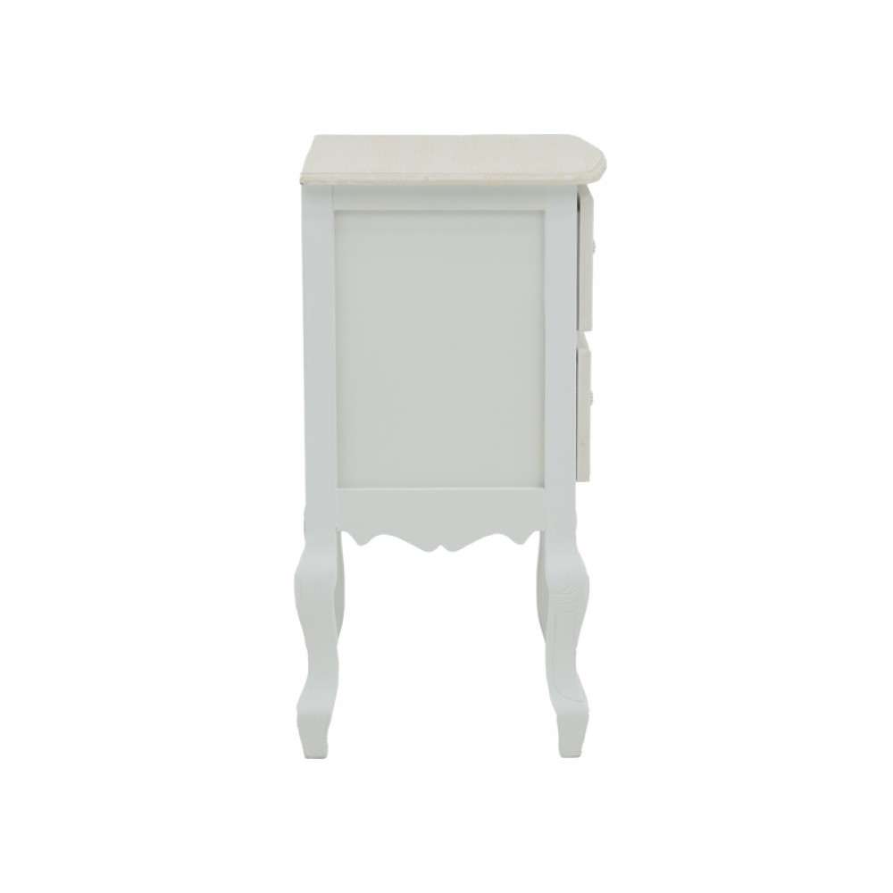 Κομοδίνο Pazlen Inart mdf σε λευκή αντικέ απόχρωση 40x45x65εκ