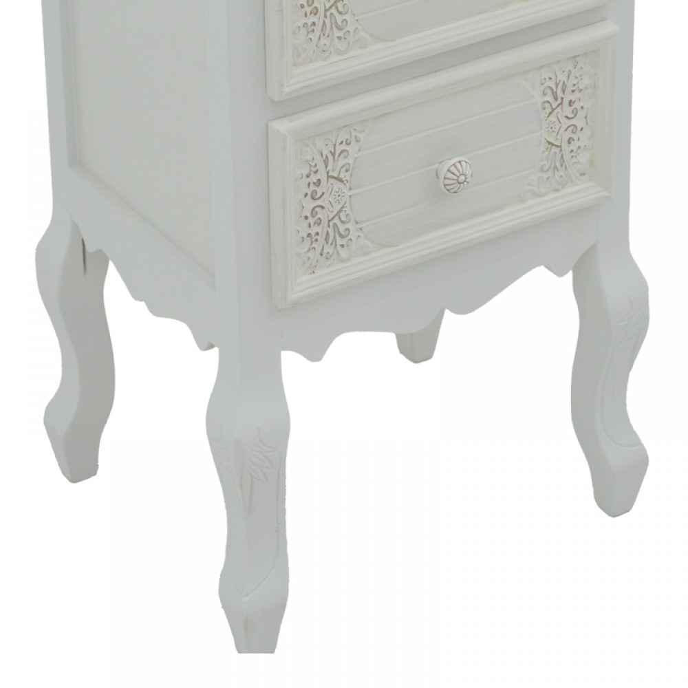 Κομοδίνο Pazlen Inart mdf σε λευκή αντικέ απόχρωση 40x45x65εκ