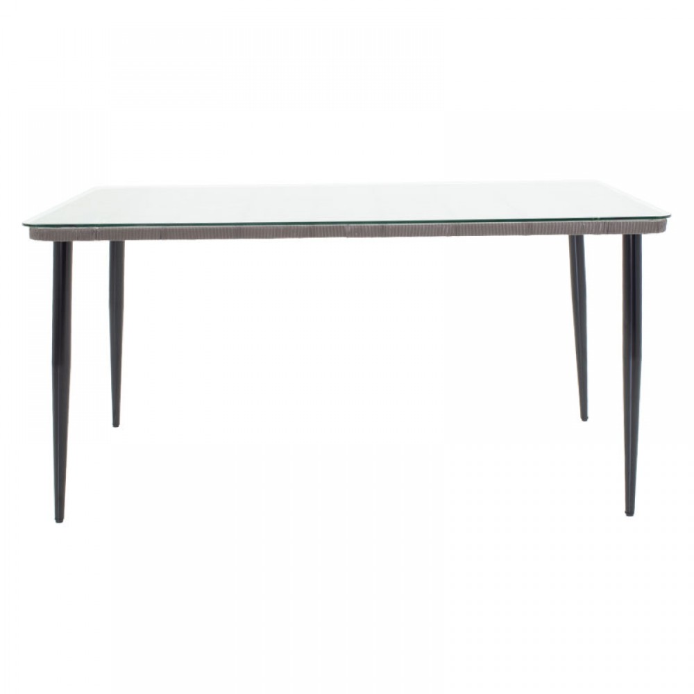 Τραπέζι Naoki pakoworld μέταλλο μαύρο-pe γκρι-γυαλί 160x90x78εκ Τραπέζι Naoki pakoworld μέταλλο μαύρο-pe γκρι-γυαλί 160x90x78εκ