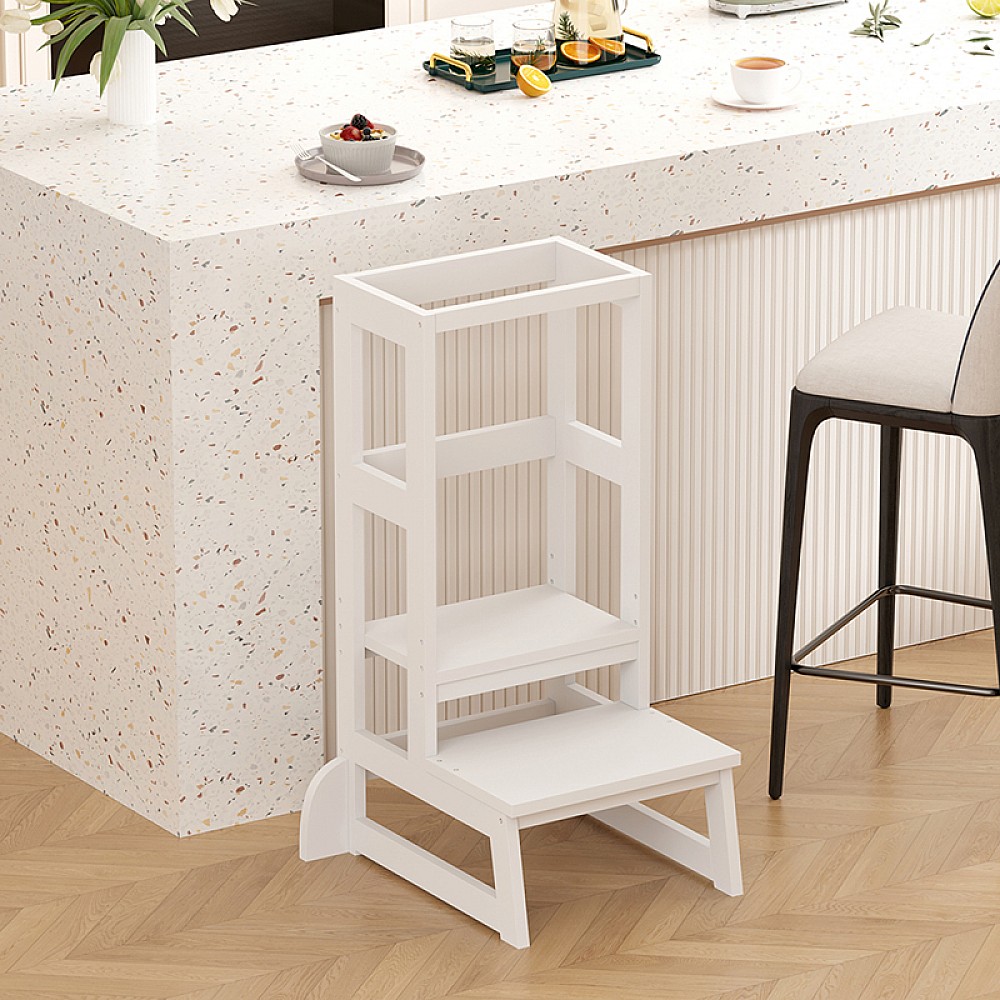 Παιδικός πύργος εκμάθησης Chiquel pakoworld τ. Montessori ξύλο σε λευκή απόχρωση 45.7x51x90εκ