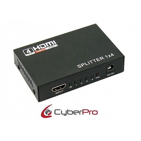 CyberPro CP-HSP4 HDMI Splitter 1 in - 4 out (power)