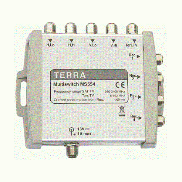 TERRA MS554 Επεκτεινόμενος Τελικός Πολυδιακόπτης 5x4 taps