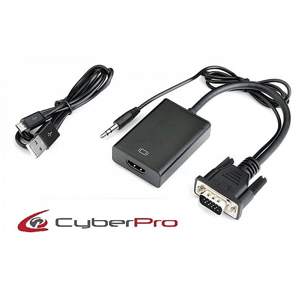 CyberPro CP-VH11 Converter VGA to HDMI with Audio 3.5mm (+USB cable)