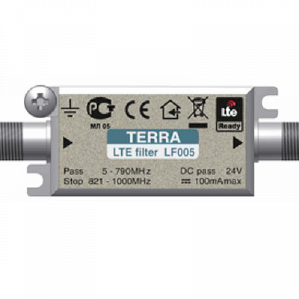 TERRA LF005, Filter for suppression of LTE signals.Pass bamd 5-790 MHz, stop band 821-1000MHz