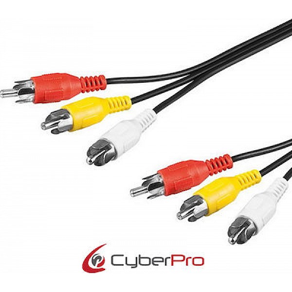 CYBERPRO CP-3RCAMM, Καλώδιο 3 RCA σε 3 RCA, M/M, 1,5 μέτρα