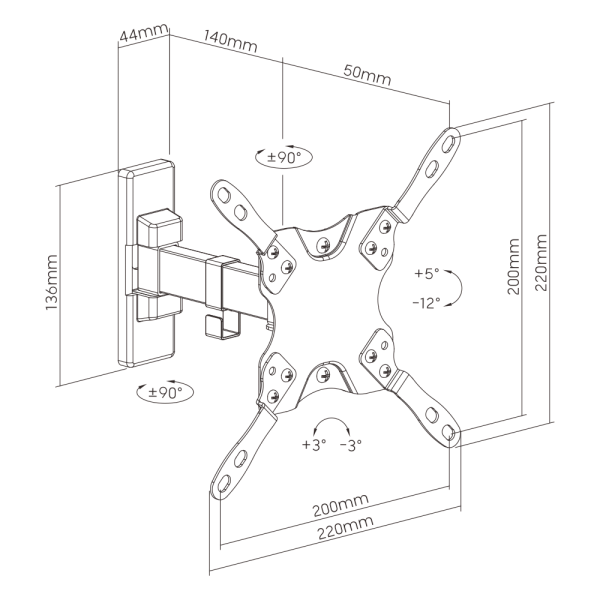 BRATECK LDA21-221 Βάση TV επιτοίχια με βραχίονα (max V:200x200)