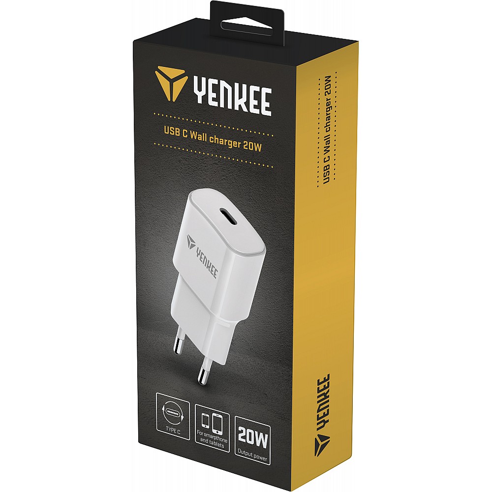 YENKEE YAC 2033WH USB-C Φορτιστής Κινητού PD 20W, Λευκός