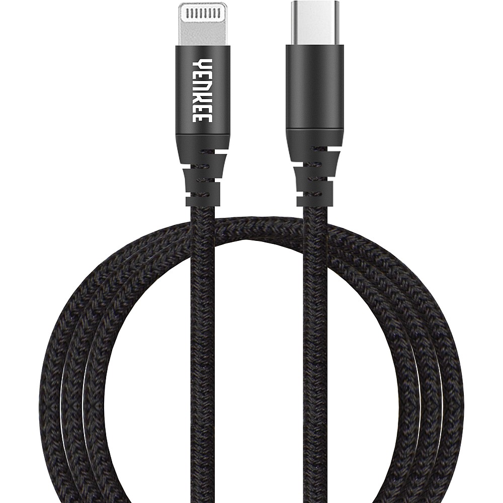 YENKEE YCU 631 BK MFi Braided Καλώδιο Φόρτισης Δεδομένων USB-C σε Lightning 1m, Μαύρο