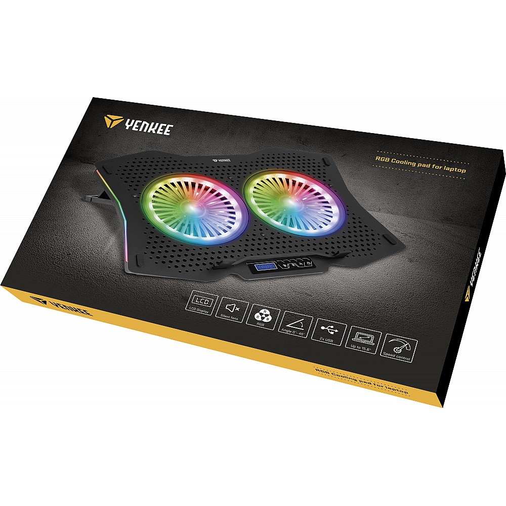 YENKEE YSN 310 Cooling Pad για Laptop με 2 Ανεμιστήρες και RGB Φωτισμό