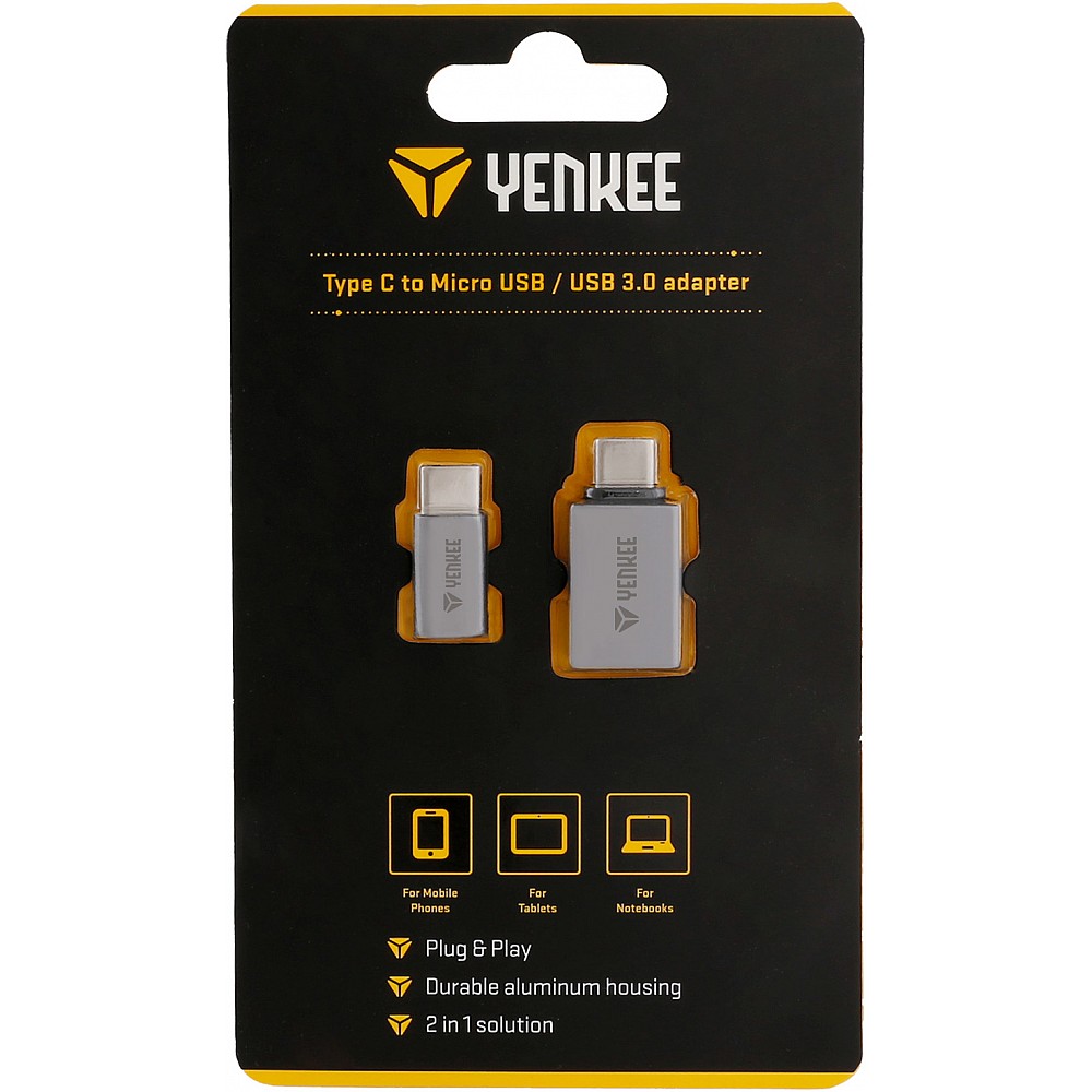 YENKEE YTC 021 USB C male tο Micro/USB A female 2pack