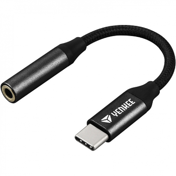 YENKEE YTC 102 Μετατροπέας από USB C male σε Jack 3.5mm female, 6.5cm, Μαύρος