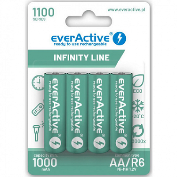 everActive R6/AA Infinity Line Επαναφορτιζόμενες Μπαταρίες Ni-MH 1100mAh, 4τμχ