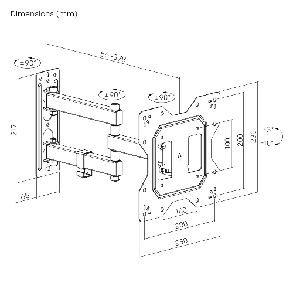 BRATECK LPA68-223 Βάση TV επιτοίχια με βραχίονα (max V:200x200)