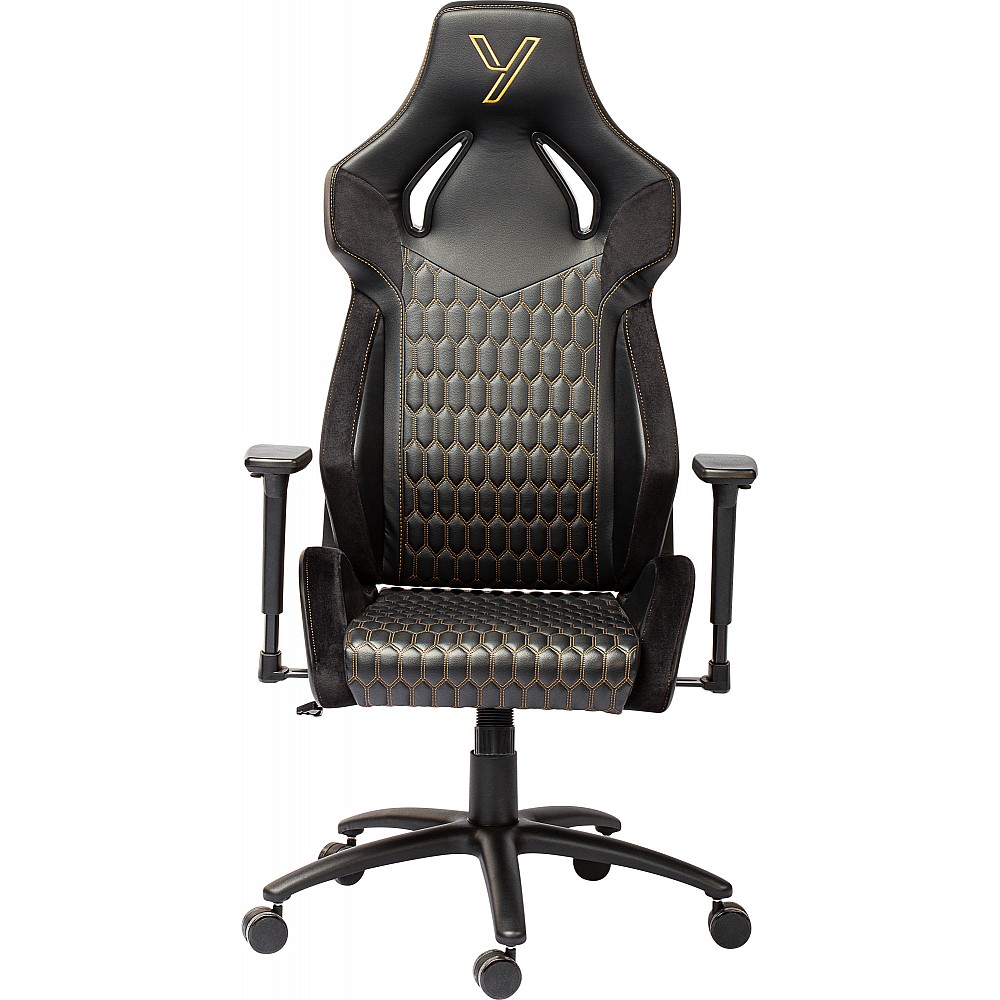 YENKEE YGC 110GD ONYX Ergonomic Gaming Chair, Μαύρη με Χρυσές Λεπτομέριες και Ρυθμιζόμενα Μπράτσα