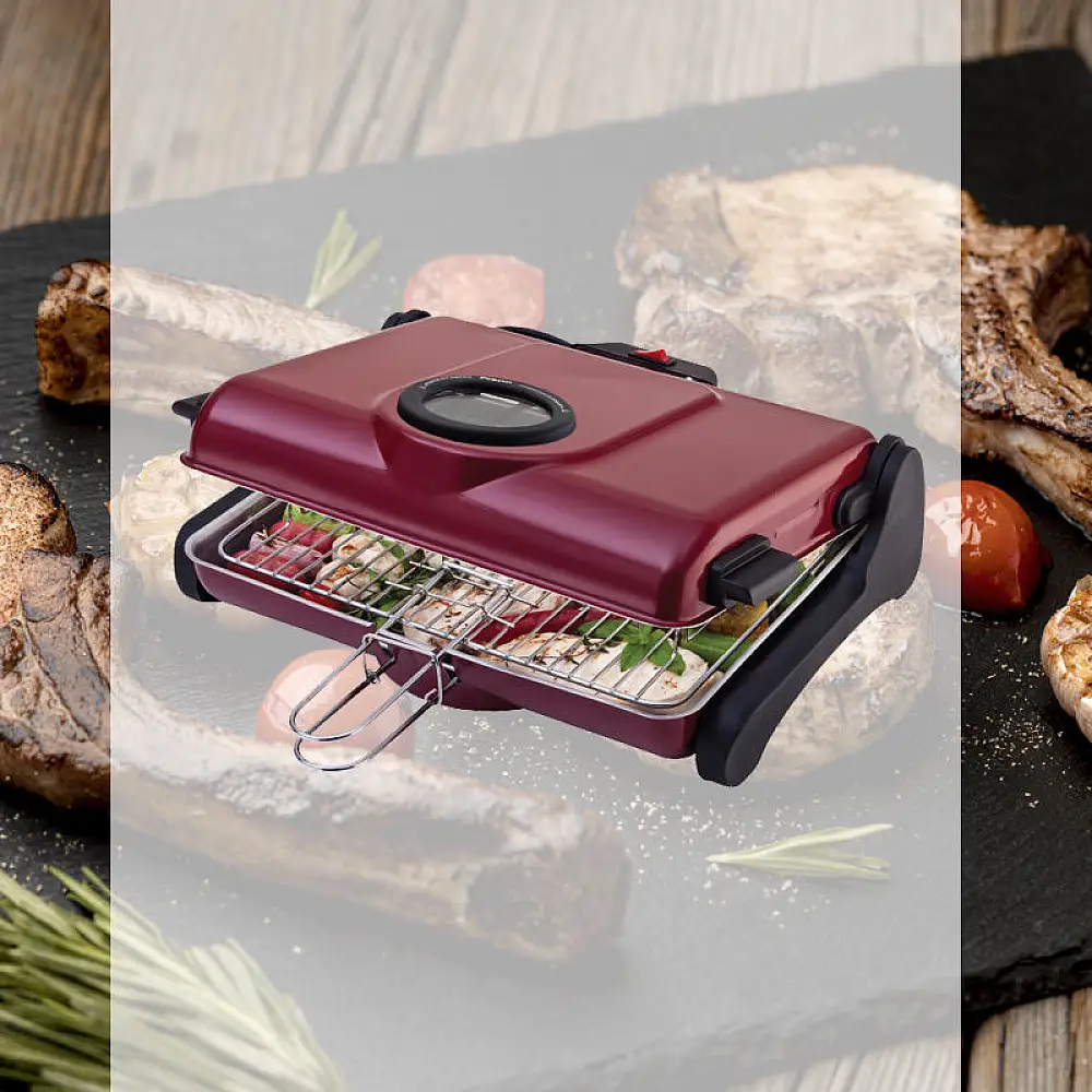 Ψηστιέρα Παραδοσιακή AB661 Primo 1200W 2πλή σχάρα 34X25εκ. Κόκκινη