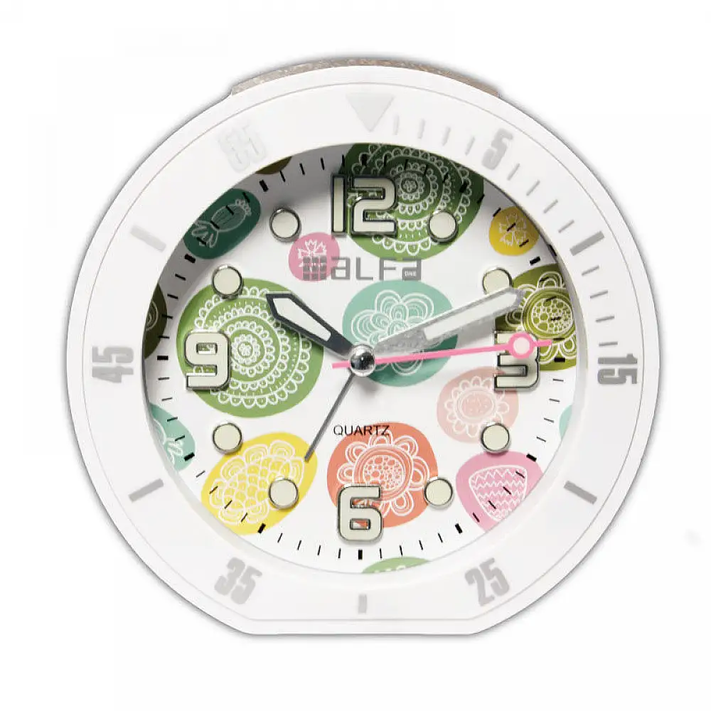 Ρολόι Επιτραπέζιο ALTC-60172 Alfaone Αναλογικό Αθόρυβο με φωτισμό "Decors" Λευκό rubber