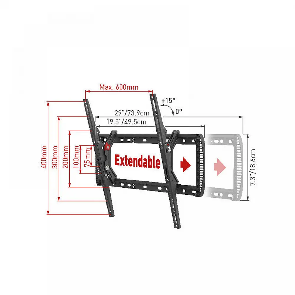 Βάση Τηλεόρασης Τοίχου BM410T Barkan 13" - 90" με Κλίση