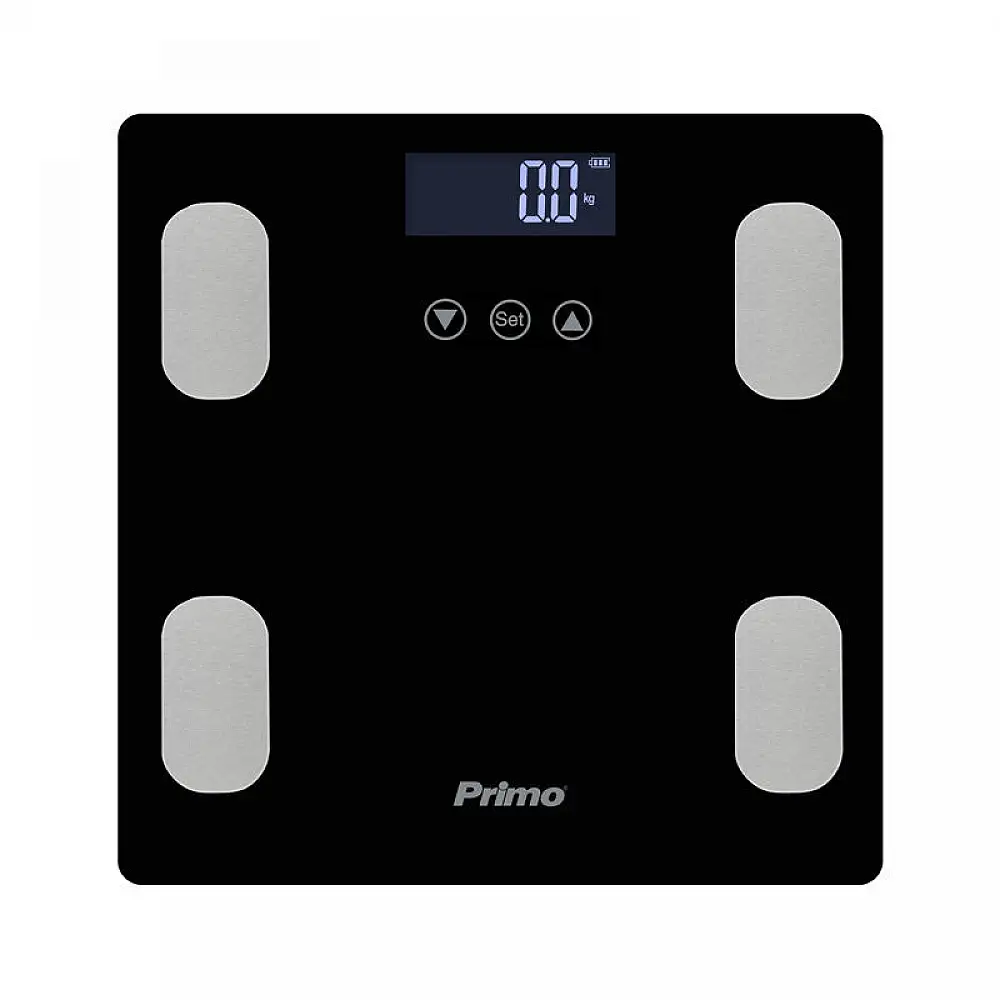 Ζυγαριά Σώματος Λιπομετρητής PRBS-40465 Primo 180Kg Υάλινη Mαύρη/Inox
