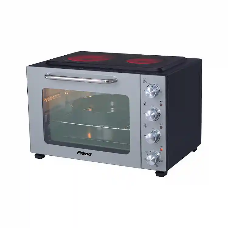 Φουρνάκι PREO-40387NS Με 2 Κεραμικές Εστίες 50L Με Αέρα & Υάλινη Πρόσοψη Γκρι/Μαύρο