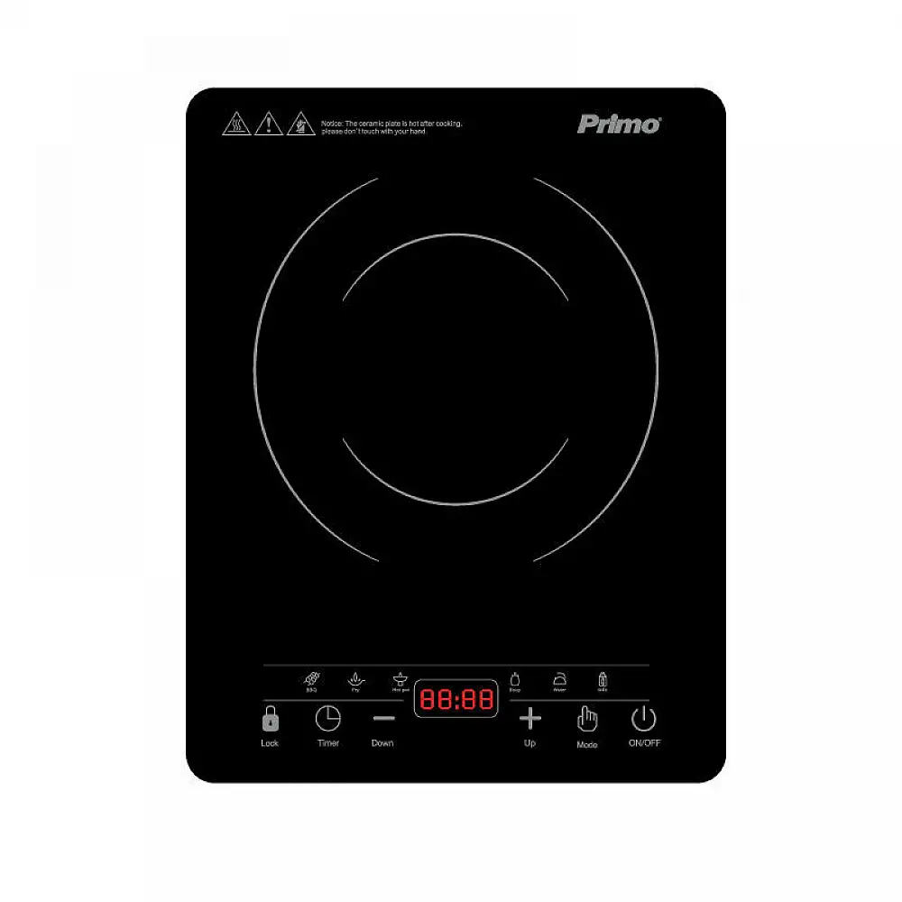 Επαγωγική εστία Μονή PRIC-40300 Primo 2000W Με πάνελ αφής 28Χ35εκ. Υάλινη Μαύρη