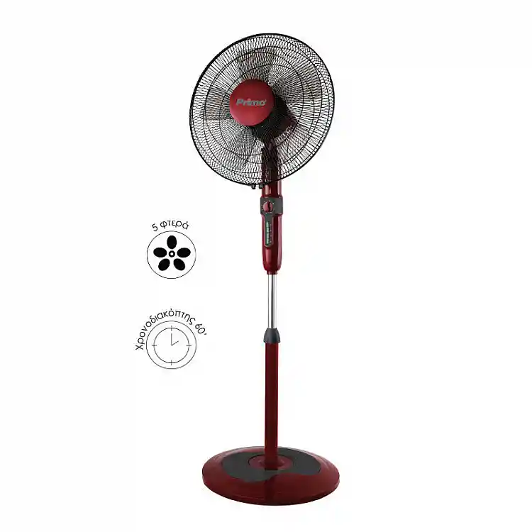 Ανεμιστήρας Ορθοστάτης PRSF-80503 Primo 16'' 40εκ. Κόκκινο - Μαύρο