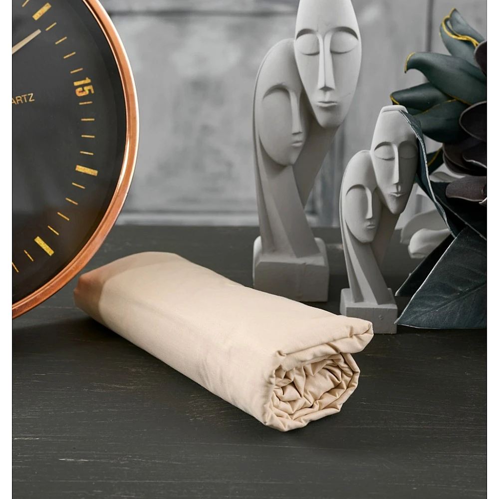Σεντόνια Μονόχρωμα Λάστιχο Angel - Beige, Μονό λάστιχο (105x200+25)