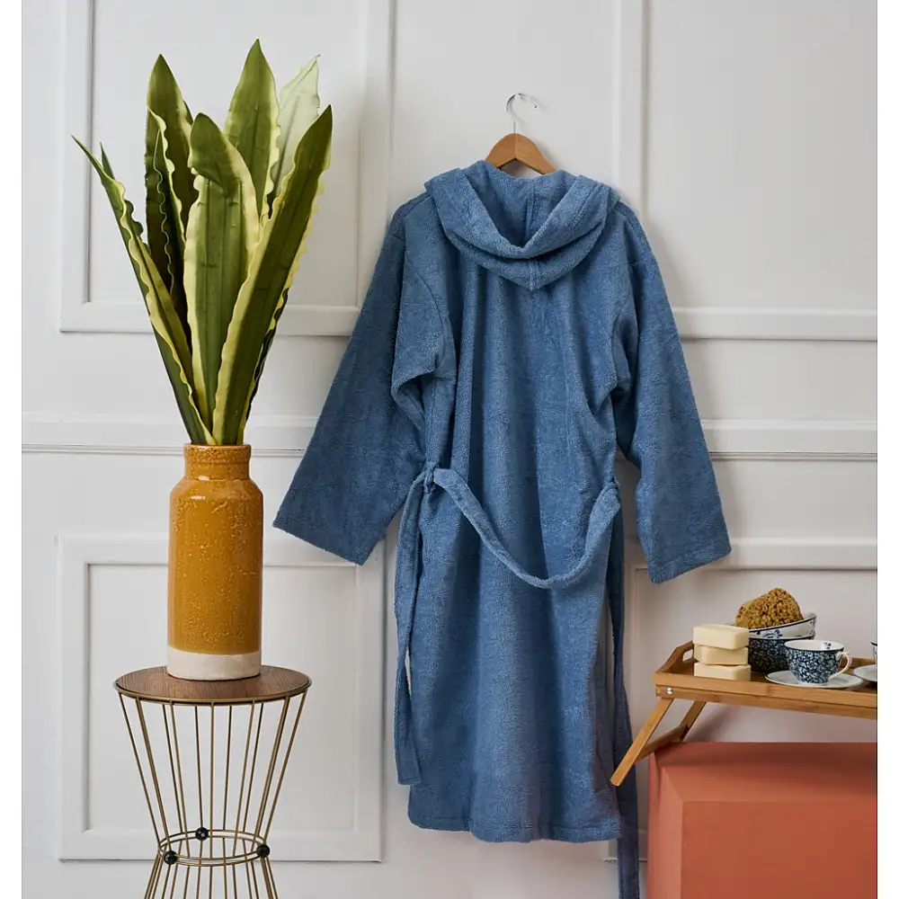 Μπουρνούζι με Κουκούλα Pure Cotton - Blue, Extra Large
