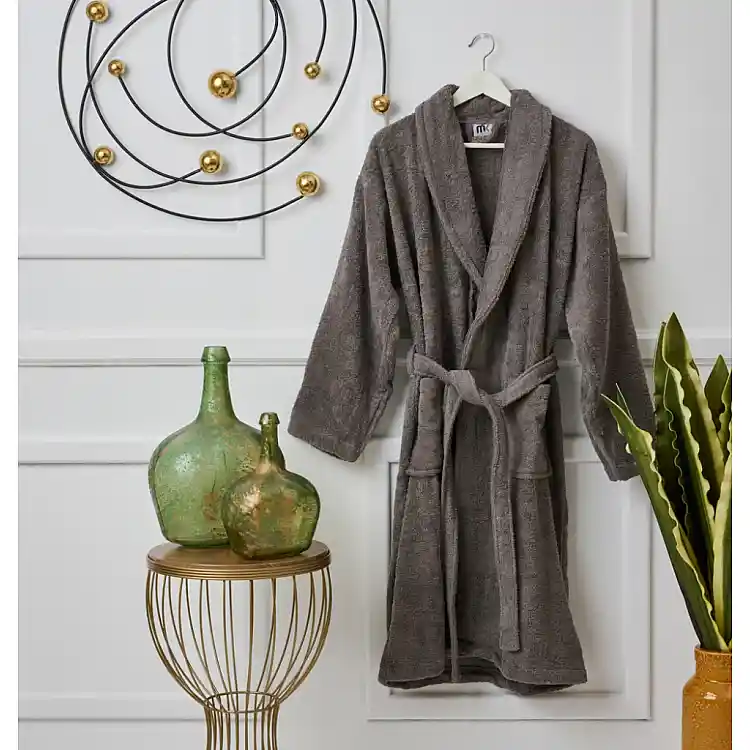 Μπουρνούζι με γιακά Pure Cotton - Grey, Extra Large