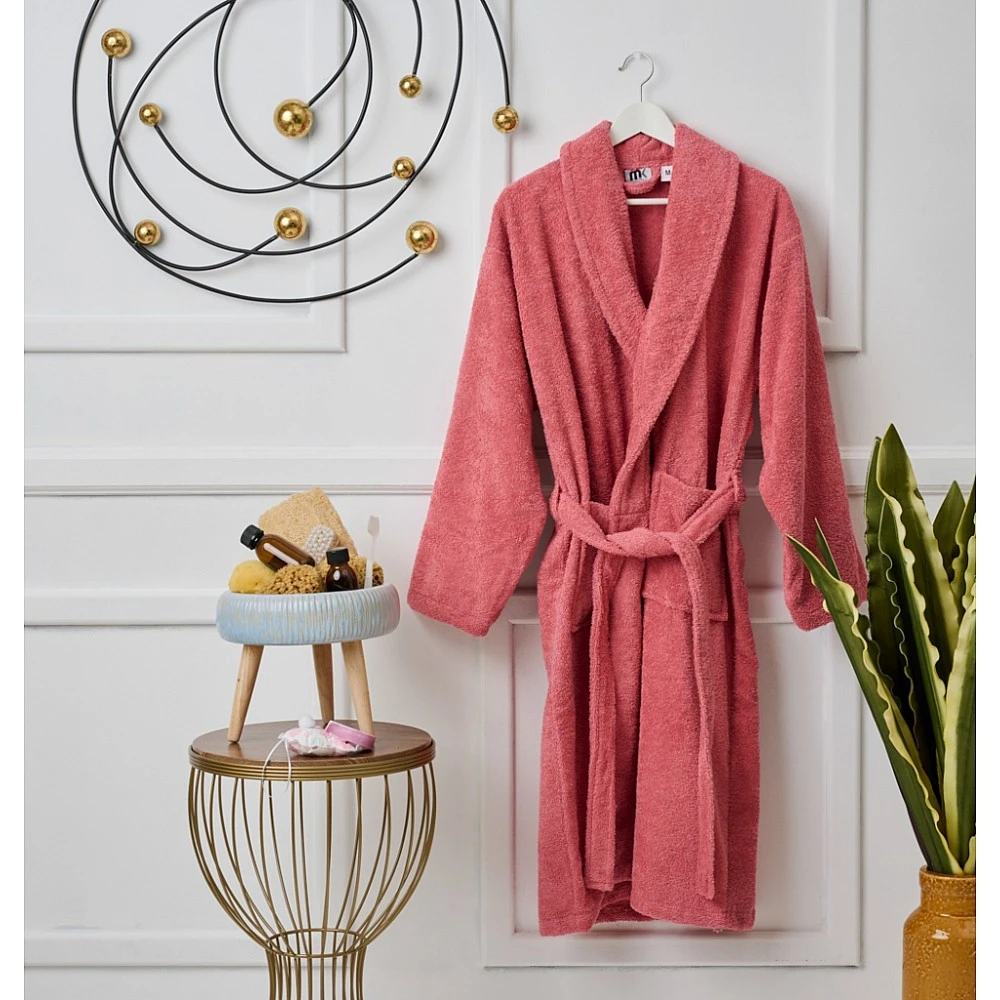 Μπουρνούζι με γιακά Pure Cotton - Rose Pink, Medium